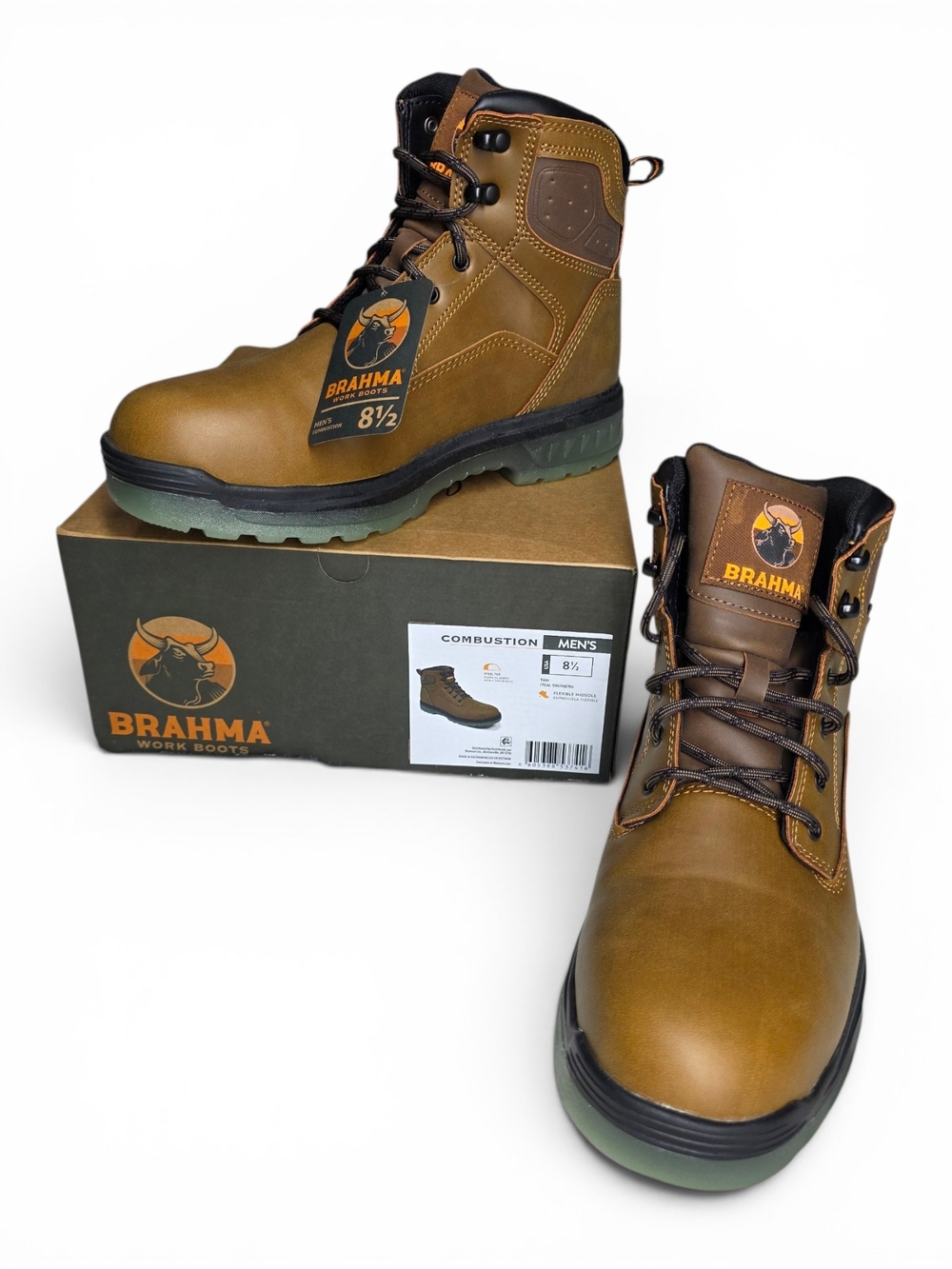 Brahma Men’s Brown Work Boots - Combustion